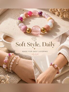 Pink Harmony Beaded Bracelet - Pink